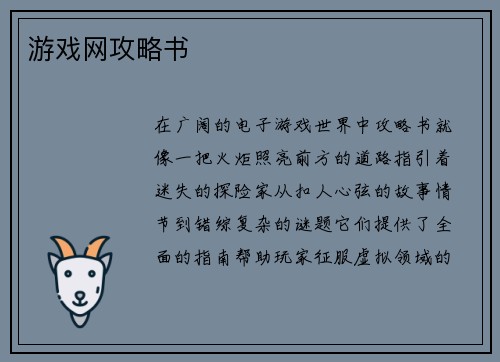 游戏网攻略书